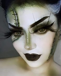 Punk Bride Of Frankenstein, Easy Bride Of Frankenstein Makeup, Bride Frankenstein Makeup, Frankenstein Bride Makeup, Female Frankenstein Costume, Frankenstein Bride Costume, Frankenstein Face Paint