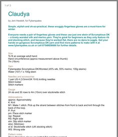 a screenshot of a text description with the words claudya on it