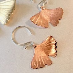 Ginkgo Leaf earrings in copper, bronze or sterling (SM) – Nora Catherine Nature Play, Ginkgo Leaf, Leaf Earrings, Ear Wire, Ear Wires, Satin Finish, Nature Inspiration, Opal, Copper