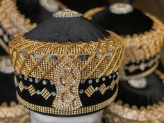 Hand made luxury hat Size 23 medium Gold embellished hat Luxury Gold Hat For Wedding, Handmade Adjustable Gold Hats, Luxury Gold Hat With Structured Crown, Traditional Gold Cap Hat, Traditional Handmade Gold Hat, Gold Hat, Gold Hats, Luxury Hats, African Tops