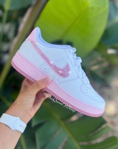 Pink Airforce 1s - Etsy Custom Airforce 1s, Pink Airforce, Airforce 1s, Casual Shoes Women Sneakers, Bedazzled Shoes, Nike Shoes Women Fashion, Shoes Women Sneakers, Pink Nike Shoes, Pretty Sneakers