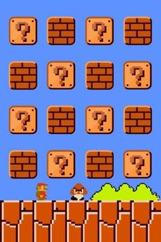 an old - school video game is shown in the middle of a screen shot with blocks and