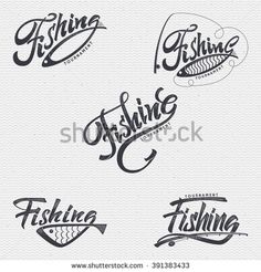 fishing badges and emblems on white paper