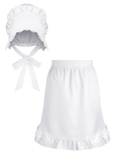 PRICES MAY VARY. Lovely Colonial Costume Accessories Set: the package includes 1 colonial hat, and 1 piece of apron for women, a nice combination to satisfy your various dressing and matching needs on holiday, and give you a retro and charming look Comfortable and Delicate Bonnet: the white bonnet features cute ruffles and classic white color, to add your beauty and elegance; It's made of polyester material, comfortable and lightweight to wear, with adjustable ties, proving your head with a snug Warm White Bonnet One Size, White Adjustable Wedding Bonnet, Colonial Hat, Maid Girl, White Fitted Vintage Bonnet, Maid Apron, Mob Cap, Colonial Costume, White Lace Adjustable Bonnet