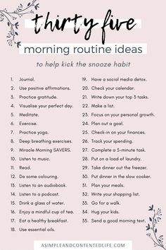 Wish you were a morning person? Here are 35 awesome morning routine ideas that'll have you kicking the snooze button habit once and for all! Miracle Morning Savers, Morning Routine Ideas, Morning Routine Checklist, Routine Ideas, Healthy Morning Routine, Get My Life Together