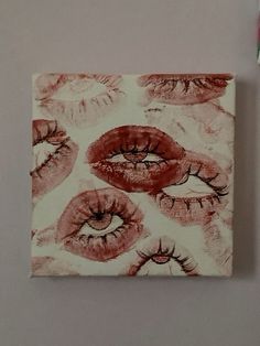 Lipstick Painting Art, Painting Ideas On Wall Aesthetic, Simple Canvas Paintings Abstract, Hot Sketches Easy, Painting Ideas On Canvas Eyes, Easy Weird Paintings, Lip Eye Drawing, Creative Art Pieces, Things To Do With A Canvas