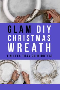 20-Minute DIY Gold Christmas Wreath Gold Christmas Wreath, Foam Wreath, Diy Christmas Wreath, Crystal Garland, Christmas Wreaths Diy Easy, Diy Christmas Wreaths, Diy Gold