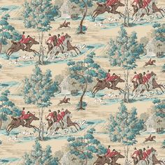 a wallpaper with horses and trees on it