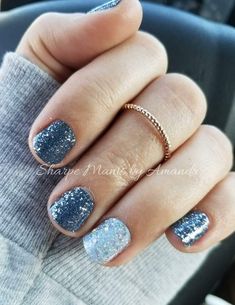 Color Street Combos, Nails Moon, Image Nails, Silver Glitter Nails, Shopping Link, Blue Polish, Glitter Design, Moon River