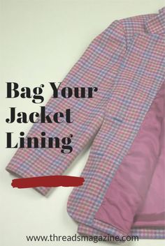 a pink and blue checkered jacket with the words bag your jacket lining