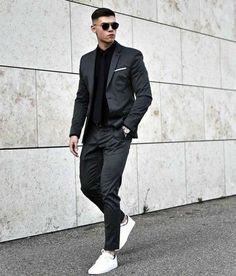 All Black Mens Fashion, Drawing Suits, Men Drawing, Sneakers Outfit Men, Herren Style