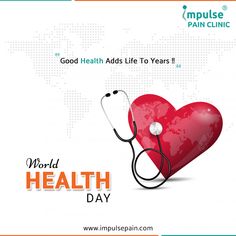 Good health adds life to years! Happy World Health Day   www.impulsepain.com  #WorldHealthDay2019 #HealthForAll #ImpulsePainClinic World Health Day Creative, Photoshop Poster Design, Math Clipart, Healthy Workplace, Church Media Design, Packaging Template Design, Pharmacy Design