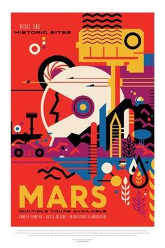 a poster with an image of mars on it