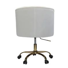 an office chair with wheels and a white lamp shade on it's back end