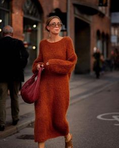 Knitted Dress Winter, Dress Winter, Looks Street Style, Knitted Dress, Winter Clothing, 가을 패션, Mode Vintage, Knit Fashion