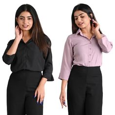 HRK VENOM Women's Polyester Stylish Regular Fit Solid Formal Casual Shirts for Women Office Wear 2 Shirt Combo Shirts For Women Office Wear, Women Office Wear, Polished Casual, Office Wear Women, Women Office, Formal Casual, Shirts For Women, Formal Shirts, Casual Shirt