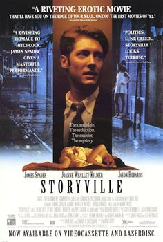 a movie poster for storyville with a man in a suit and tie holding bread