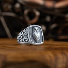 Owl night bird minimalist ring for men, Nocturnal animal symbol of wisdom jewelry in sterling silver for wedding gift, Signet ring for her The owl is often seen as a messenger from the spirit world, bringing messages of guidance and enlightenment. Whether it is in ancient or modern jewelry, the owl has remained a powerful and enduring symbol of wisdom, intelligence, and the mysteries of the unknown. All our products are made in 925 sterling silver, the highest quality precious metal. Our product Owl Signet Ring, Bird Minimalist, Owl Night, Animal Symbol, Symbol Of Wisdom, Owl Ring, Animal Symbolism, Nocturnal Animals, Signet Ring Men