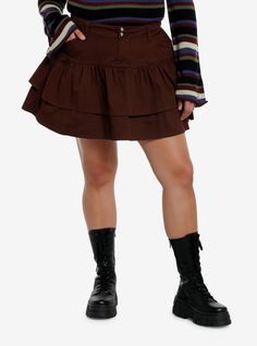 Add some ruffles to your look with this adorable skirt! It comes in a chocolate brown and features double ruffle layers  plus pockets at the hips.Please note: Style is fitted with no stretch; size up for a looser fit.100% cottonWash cold; dry lowLength: 19"ImportedModel is 5'10"Model wears size 1 Fall Tiered Ruffled Skirt, Brown Tiered Skirt Bottoms For Fall, Brown Tiered Skirt For Fall, Brown Skirted Bottoms With Ruffled Skirt, Brown Ruffled Skirted Bottoms, Brown Skirted Bottoms With Ruffled Detail, Brown Ruffled Skirt Bottoms, Fall Ruffled Tiered Skirt Bottoms, Brown Skirted Bottoms For Fall