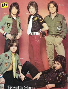 the rolling stones are posing for a magazine cover in their seventies's fashions