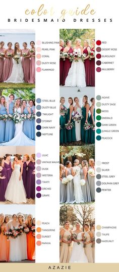 the color guide for bridesmaid dresses