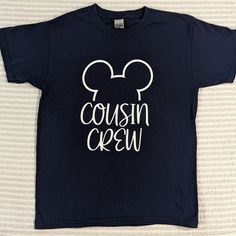 Gildan Heavy Cotton Custom "Cousin Crew" Disney T-Shirt Youth Size M Navy Nwot *See Closet For Matching Sibling Shirt Listing Disney Sibling Shirts, Cousin Disney Trip Shirts, Cousin Crew Disney Shirts, Cousin Shirts, Matching Sibling Shirts, Disney Trip Shirts, Cousin Crew, Disney T Shirt, Sibling Shirts