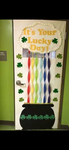 a door decorated with st patrick's day decorations