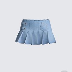 Light Blue Denim Pleated Ruffled Micro Mini Skirt. Mid Rise / Low Rise. Size Small Never Worn. The Color Isn’t True To The 2nd Pic, It’s Lighter In Person. Descendants Dr, Ruffled Mini Skirt, Sublimation Ideas, Blue Mini Skirt, Micro Mini Skirt, Micro Mini, Clothes Ideas, Light Blue Denim, Cute Skirts