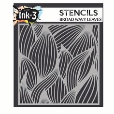 the stencils broad way leaves design is shown in black and white, with an intricate