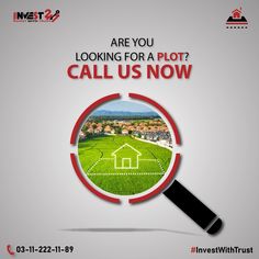 a magnifying glass with the words are you looking for a plot? call us now