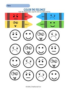 color the feelings worksheet for kids to learn how to tell them what emotions they are