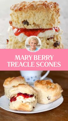 Mary Berry Treacle Scones Recipes With Clotted Cream, British Tea Food, English Tea Desserts, Baking With Tea, English Tea Party Food, Banana Scones Recipe, British Treats, Tea Time Recipes, Treacle Scones