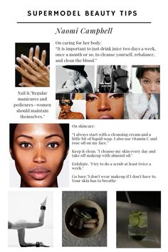 Beauty Routine Tips, Vogue Beauty, Modeling Tips, Healthy Lifestyle Inspiration, Glow Up Tips, Girl Tips, Naomi Campbell