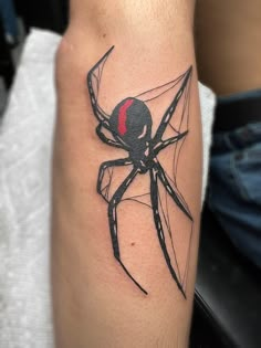 Spider tattoo arm tattoo Spider Tattoo Ideas For Men, Spider Web Ear Tattoo, Red Spider Tattoo, Arm Spider Tattoo, Spider Tattoo Back Of Arm, Masc Tattoos, Spider Tattoo Men, Forearm Spider Tattoo, Men’s Spider Tattoo