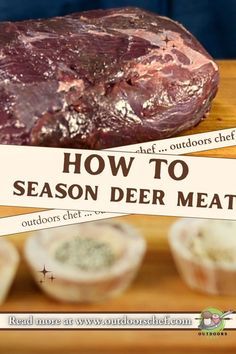 a piece of meat sitting on top of a wooden cutting board