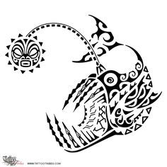 an artistic design in black and white, with the head of a bird on it's side