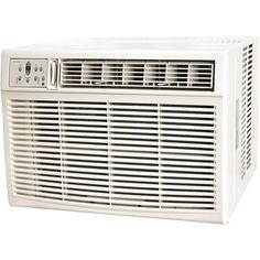 a white window air conditioner on a white background