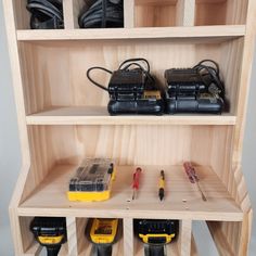 DIY Cordless Drill Storage Rack Plan, Power Tool Storage, Drill Holder, Woodworking Plans, Wood Projects, Battery Storage Download - Etsy Diy Battery Storage, Cordless Tool Storage, Cordless Drill Storage, Drill Storage, Garage Build, Drill Holder, Power Tool Storage, Diy Wooden Projects, Battery Storage