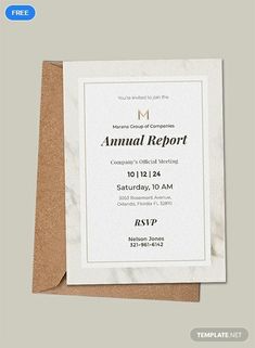 the annual report card is displayed on top of a piece of paper with a brown envelope