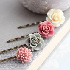 Flower For Hair, Whimsical Hair, Rose Hair Clip, Pink Dahlia, Hair Gift, Dusty Rose Pink