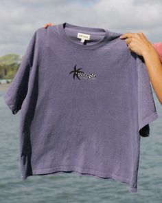 Mystic Palm Retro Surf Tee - Surf Locos Purple Retro Top With Relaxed Fit, Oversized 90s Inspired Tops For Spring, Retro Surf, Surf Tee, Surf Clothing, Lounge Outfit, Vintage Surf, Surf Outfit, Retro Tee