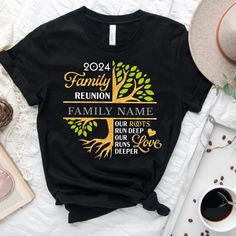 "Our Roots Run Deep" Custom Family Shirt Celebrate your heritage with this personalized family reunion shirt! Featuring your family name, this unique design symbolizes the deep bonds and love that connect your family. Perfect for reunions, gatherings, or as a heartfelt gift, this shirt honors the roots that run deep and the love that runs even deeper. Customize yours today! We specialize in creating unique, custom-designed apparel for everyone, using high-quality DTF (Direct-to-Film) printing on Our Roots Run Deep Our Love Runs Deeper, Cool Family Reunion Shirts Design, Family Reunion T Shirt Ideas, Family Reunion Tshirt Design, Family Reunion T Shirts, Reunion Tshirt Design, Family Reunion Shirts Designs, Reunion Dress, Family Reunion Shirt