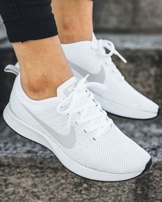 // s h o e s White Nike Shoes Womens, Kasut Pengantin, White Nike Tennis Shoes, Tennis Shoe Outfits Summer, Touched By An Angel, Tennis Shoes Outfit, White Nike Shoes, White Tennis Shoes, Nike Tennis Shoes