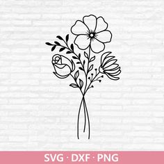 the svg dxf flower bouquet is shown on a white brick wall