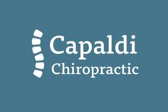 the capaladi chiropractic logo is shown in white on a blue background