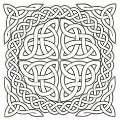 an intricate celtic knot design in black and white, with the center surrounded by intertwined lines