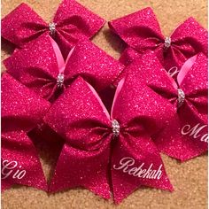 Mini Cheer Bow Custom Colors And Center Cheer Bows Cheer Comp Gifts, Pink Cheer Bow, Cheer Accessories, Pink Cheer Bows, Volleyball Bows, Cheer Season, Cheer Team Gifts, Cheer Captain, Cheer Hair Bows