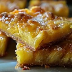 pieces of pineapple sitting on top of a plate