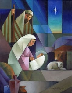 the nativity scene is depicted in this painting