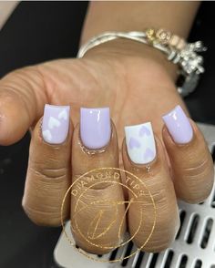 Lilac Nails, Hard Nails, Lavender Nails, French Tip Acrylic Nails, Simple Acrylic Nails